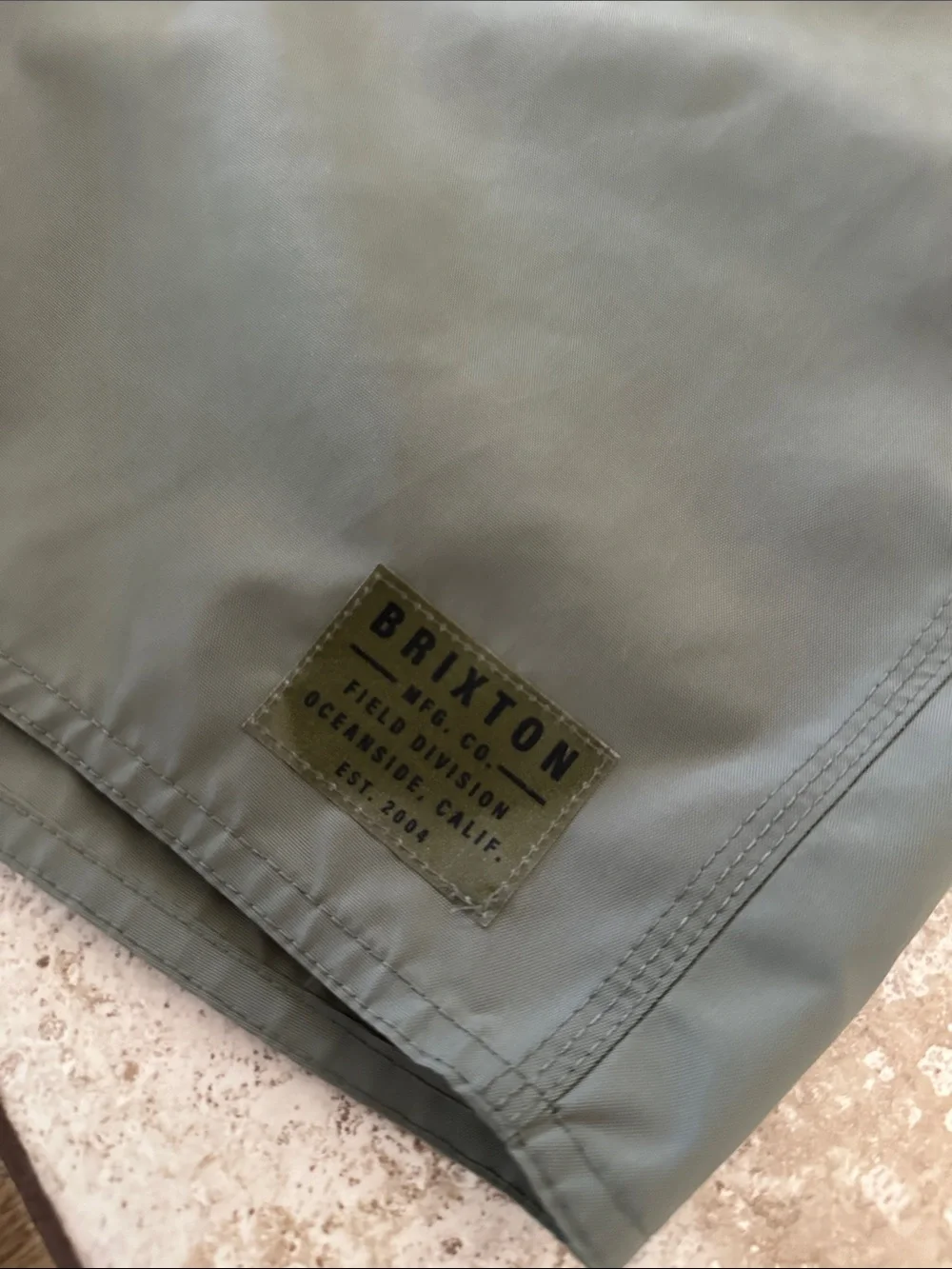 Brixton Vintage Nylon Trunk Olive Green Boardshorts with Contrast Drawcord 30